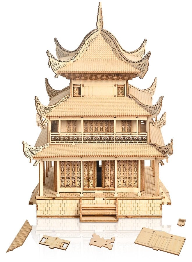 Krfapt 3D Wooden Puzzle & Building Blocks for Adults 14+ - Yueyang Tower Chinese Architecture Model Kit (216 PCS), DIY Craft Gift for Men & Teens,No Glue Needed - Image 1